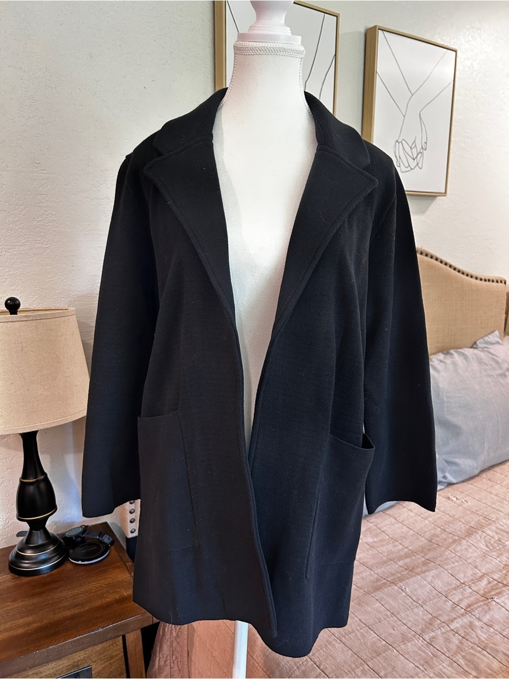 Quince Black Open-Front Blazer Jacket